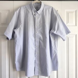 LL Bean Mens XL 18 Reg Striped Button Down Short Sleeve 100% Cotton Shirt Casual